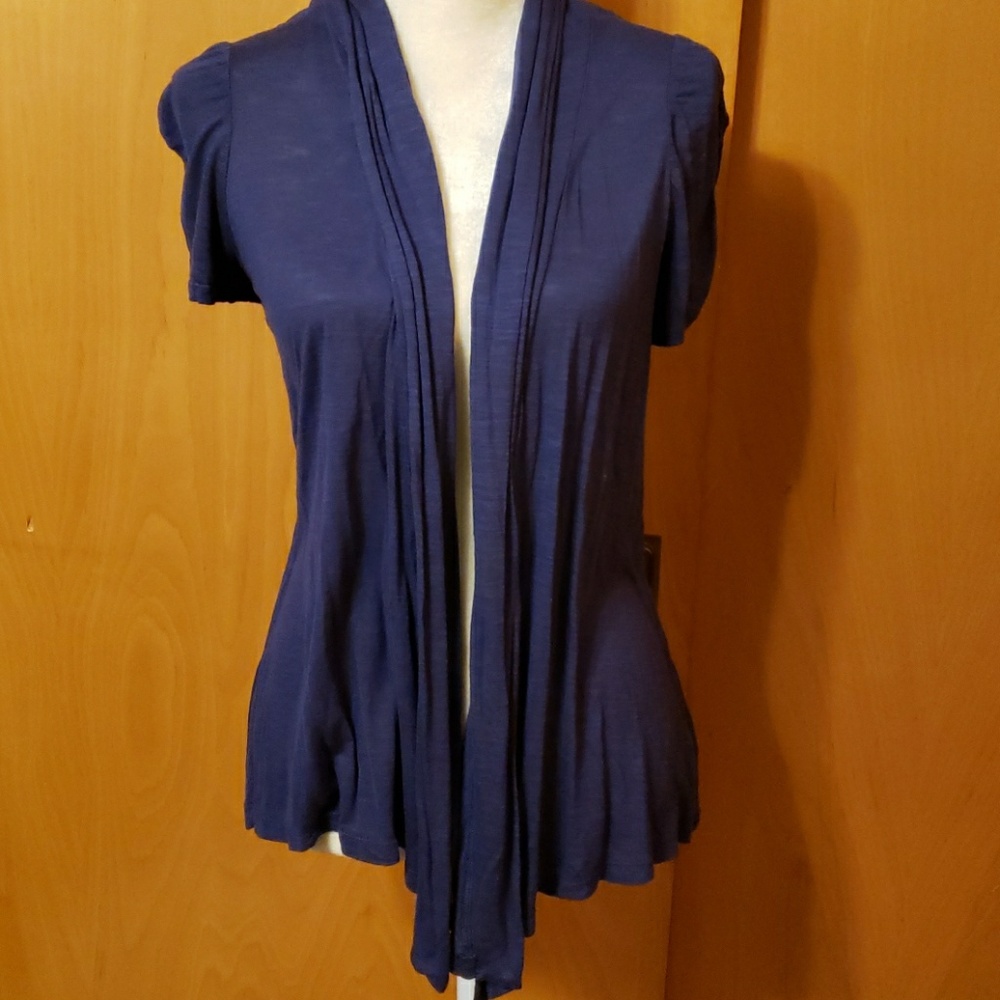 AGB - Short Sleeved Navy Blue Open Cardigan Size M